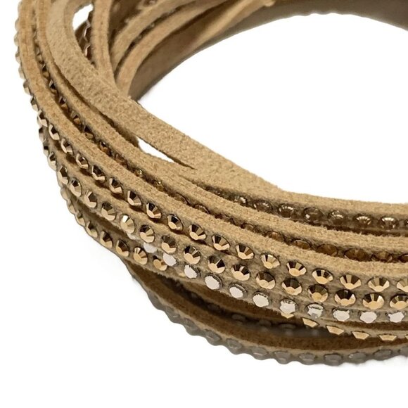 Auth SWAROVSKI - Light Pink Clear Fake Suede Swarovski Crystal Bracelet - Picture 3 of 4